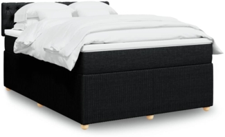 vidaXL Boxspringbett mit Matratze Schwarz 140x190 cm Stoff 3287460