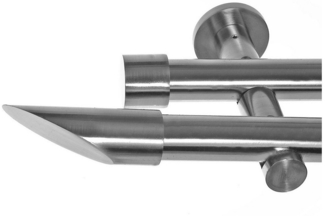 BASIT Gardinenstange Edelstahloptik 20mm mit Wandträgern 120 cm E32, Ø 20 mm, 2-läufig, verschraubt, Metall, H41 120 cm E32 Schräge
