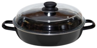 Riess Schmor- Bratpfanne mit Glasdeckel Ø20cm schwarz Emaille