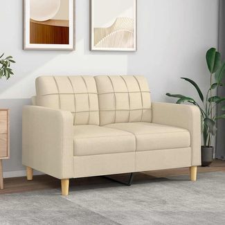 2-Sitzer-Sofa | Modern Sofa für Wohnzimmer Creme 120 cm Stoff