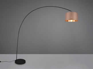 Meine Wunschleuchte LED Bogenlampe dimmbar / wechselbar, Metall / Stoff schwarz / taupe, Höhe 210cm