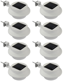 HAC24 LED Dachrinnenleuchte 8x Dachrinnenlampe Dachrinnen Lampe Regenrinne Solarleuchte, LED fest integriert, Kaltweiß, Je 3 LEDs Kaltweiß inkl. Befestigungsmaterial
