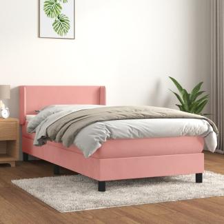 vidaXL Boxspringbett mit Matratze Rosa 100x200 cm Samt 3130828