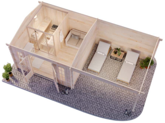 FinnTherm Saunahaus Freiburg-44 ISO Gartensauna 3 Sitzbänke aus Holz Sauna mit 44 mm Wandstärke Außensauna mit Montagematerial