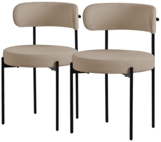 ML-DESIGN Stuhl Esszimmerstühle Set Küchenstuhl aus Teddystoff mit Metallbeinen (2 St), Design Lounge Polsterstuhl Clubstuhl 2er Set Küchenstuhl Teddystoff