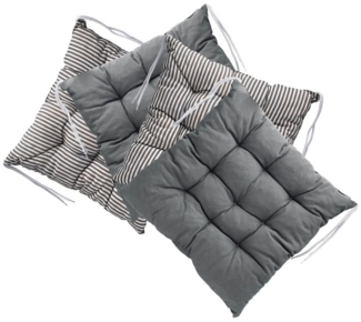 LILENO HOME Stuhlkissen - Wende Sitzkissen für Gartenstuhl oder Küchenstuhl 40x40x6 cm, Bequeme Indoor u. Outdoor Stuhlauflage als Stuhl Kissen Anthrazit
