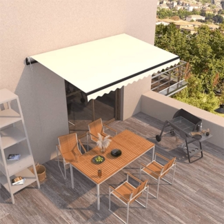 vidaXL Markise Automatisch Einziehbar 450x350 cm Creme 3069207