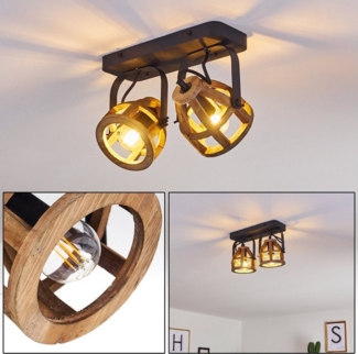 hofstein Deckenleuchte Vintage Wohn Schlaf Zimmer Beleuchtung Decken Lampen Holz/schwarz Flur