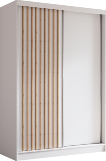 AX LIVING Cabinio Kleiderschrank 150 Breite Weiß mit Artisan Lamellen