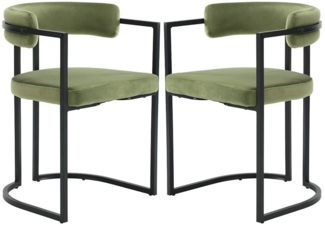 WAHSON OFFICE CHAIRS Esszimmerstuhl 2er Set, aus Samt Polsterstühle mit schwarzen Metallbeinen, Eckstühle (2 St)