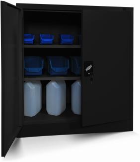 Kleiner Aktenschrank C001B Büroschrank mit Flügeltüren Metallschrank Lagerschrank Pulverbeschichtet Stahlblech Abschließbar 92,5 cm x 90 cm x 40 cm (H x B x T) (schwarz/schwarz)