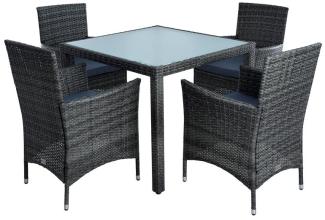 Polyrattan Sitzgruppe Gartenmöbel Set Rattan Gartenset Essgruppe Anthrazit Grau