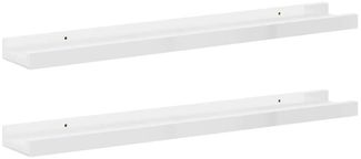 2er-Set Wandregale, Hängeregale Hochglanz-Weiß 60x9x3 cm de6588