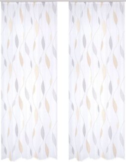 HOME WOHNIDEEN Vorhang PAOLO (2 St), Kräuselband, transparent, Voile, 2er Pack Kräuselbandschal PAOLO bedruckt