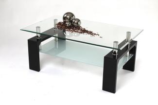 Couchtisch MODENA Glastisch Gestell Schwarz / Ablageplatte satiniert ca. 100 x 45 x 60 cm