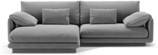 Micadoni Ecksofa Torino 4-Sitzer Samt Hellgrau Links