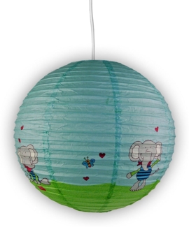 Papier Lampenschirm fürs Kinderzimmer mit fröhlichem Elefanten Motiv Ø 40cm