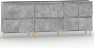 vidaXL Sideboards 3 Stk. Betongrau 60x35x70 cm Holzwerkstoff 3185771