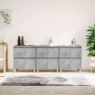 vidaXL Sideboards 3 Stk. Betongrau 60x35x70 cm Holzwerkstoff 3185771