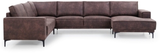 Places of Style Wohnlandschaft XXL Sofa Oland, Struktur, Flachgewebe, Luxus-Microfaser, Boucle, U-Form, 342 cm, Wellenunterfederung, Skandi-Design, Metallfüße