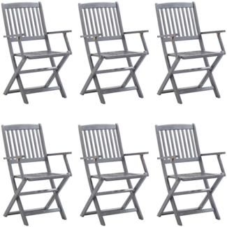 vidaXL Klappbare Gartenstühle 6 Stk. mit Sitzkissen Massivholz Akazie 3065418