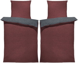 One Home Bettwäsche Wende Melange, Flanell, 4 teilig, meliert, Baumwolle kuschelig warm weich Biber Winter