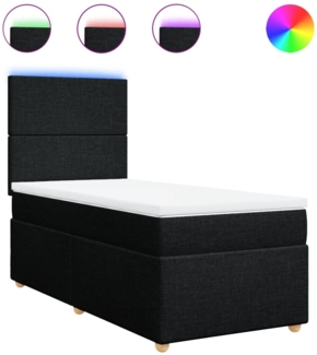 vidaXL Boxspringbett mit Matratze Schwarz 80x200 cm Stoff 3293402