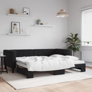 vidaXL Tagesbett Ausziehbar Schwarz 90x190 cm Samt