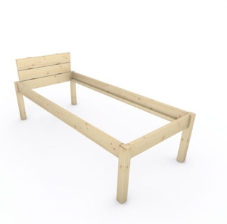 Pfostenbett "metallarm" Fichte Holzbett "Daybett" 90 x 210cm 58cm Einzelbett