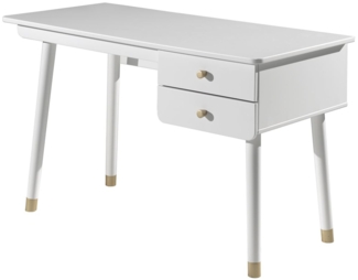 Schreibtisch Kamillah 125x75x60 Computertisch MDF Satin Weiß