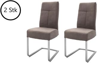 Esszimmerstuhl >Talesia I< (2-er Set) in braun Gestell Edelstahl - 47x104x64 (BxHxT)