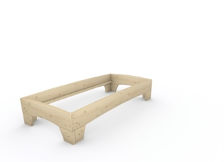 Holzbett (Fichte) "Rosi" 90 x 200 cm 38 cm ohne Kopfteil Massivholzbett Bett