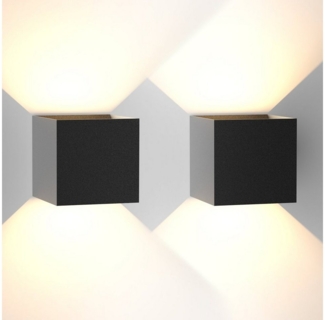 Nettlife LED Wandleuchte Innen & Aussen Wandlampe Schwarz IP65 5W 2ER, IP65 Wasserdicht, LED fest integriert, Warmweiß, Flur Wohnzimmer Badezimmer Schlafzimmer