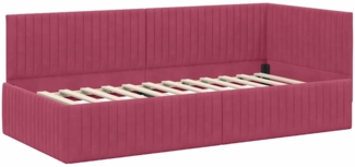 vidaXL Eckbettgestell mit Kopfteil Weinrot 90 cm x 190 cm Stoff 42016260