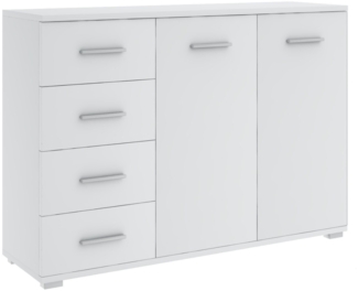Furnify Kommode 120 cm TOSCANA mit 4 Schubladen & 2 Türen: Weiß Matt