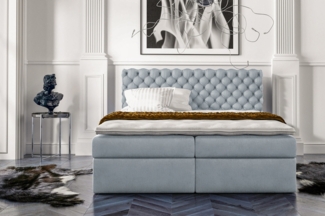 99rooms Alviero Boxspringbett Velours MONOLITH Silber 140x200 cm