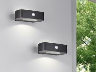 2er SET Solar Wandleuchten auch per USB aufladbar mit Bewegungsmelder, B: 21cm