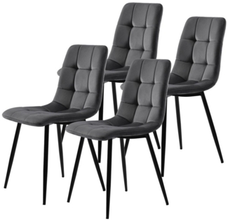 Furnishings Home Esszimmerstuhl Polsterstuhl 4er Set, gepolstert & gesteppt (Sitzgruppe, 4 St), Gestell aus Metall, Küchenstuhl
