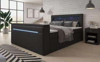 Luxusbetten24 Boxspringbett Repos, mit TV Lift, USB und LED