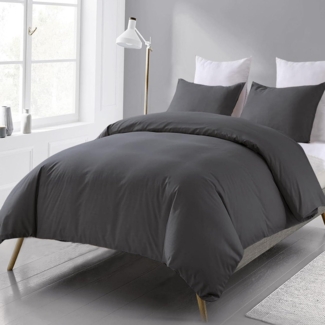 Beqnat Bettwäsche 200x200 Anthrazit Grau Mikrofaser 2er Set