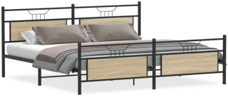 vidaXL Metallbett ohne Matratze Sonoma-Eiche 193x203 cm 3325100