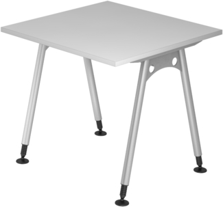 bümö manuell höhenverstellbarer Schreibtisch 80x80 cm in grau - PC Tisch höhenverstellbar & klein, höhenverstellbarer Tisch Büro, kleiner Computertisch verstellbar, A-Serie, AS-08-5