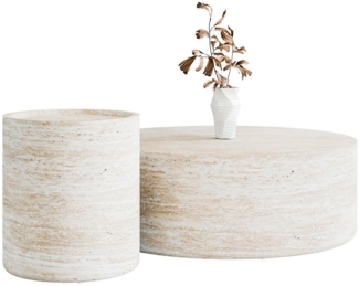 Lookway Couchtisch DUALO Couchtisch-Set – Modernes Design fürs Wohnzimmer (2er Set), Durchmesser: ⌀90 cm & ⌀40 cm
