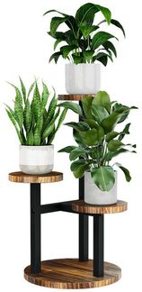 Bamworld Blumenständer Holz-Pflanzenständer, Indoor-Blumenregal, Kleiner Metall-Blumenständer (1 St), für Terrasse, Balkon, Wohnzimmer, Schlafzimmer (5 Etagen)