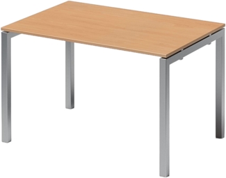 Bisley Cito Schreibtisch 120x80 cm, Tischplatte in Buche, U-Gestell in Silber - Bürotisch & Computertisch, PC Tisch für's Büro, Arbeitshöhe: 74 cm, DUF1208-BC-355