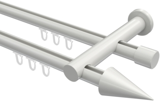 Innenlauf-Gardinenstangen-Set Platon Savio 240 cm (geteilt in 2x120 cm), 2-läufig, 20 mm Ø Weiß