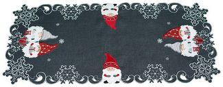 matches21 HOME & HOBBY Tischdecke Tischläufer AMIRA Weihnachten Wichtel Polyester dunkelgrau 40 x 85 cm (1-tlg), Pflegeleicht & waschbar bei 30 °C
