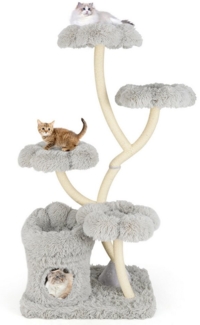 KOMFOTTEU Kratzbaum, mit 4 blumenförmigen Plattformen, 1 Höhle & 1 Katzenbett