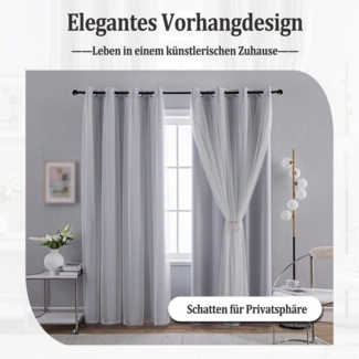 Kaket Verdunkelungsvorhang Verdunkelungsvorhänge mit Doppelschicht, Verdunkelnde Voile-Gardinen