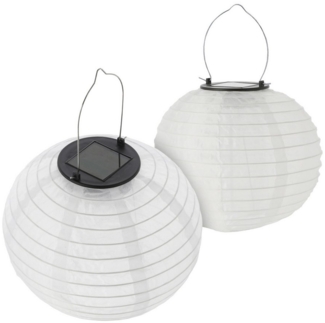 Spetebo LED Gartenleuchte LED Solar Lampion aus Nylon - Set, Einschaltautomatik, LED, warm weiß, Garten Deko Beleuchtung warm weiß